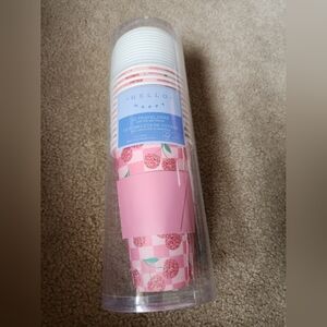 Cherry disco ball disposable travel cups with lids new